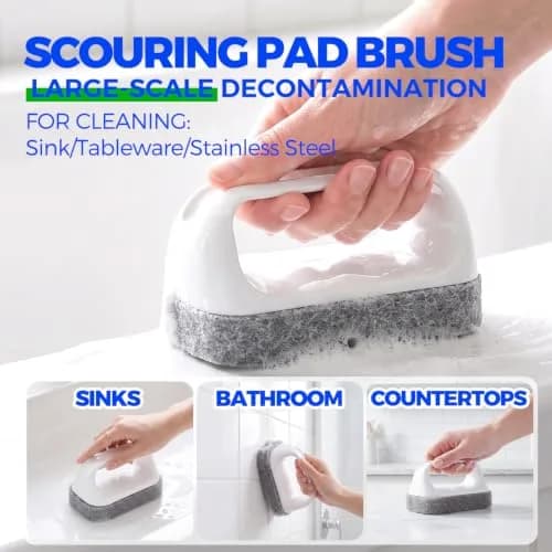 Holikme 6 Pack Dish Brush Set with Handle for Cleaning, Green | Heavy Duty Kitchen & Household Scrubbing Tool thumbnail 5