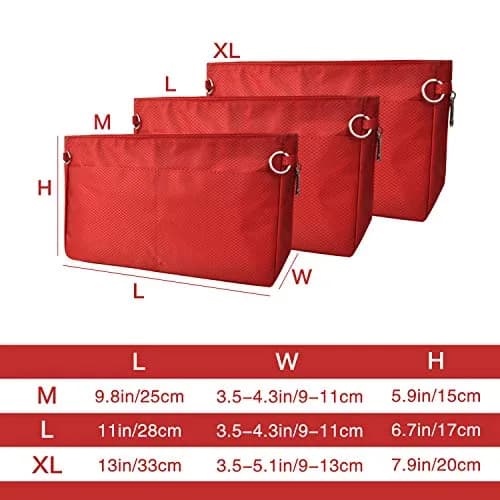 Vercord Expandable Red Nylon Handbag Purse Organizer Insert Liner Shaper Bag - Medium thumbnail 2