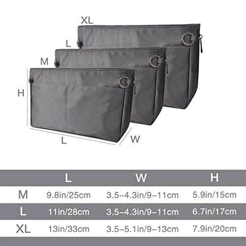Vercord Expandable X-Large Handbag Purse Organizer Insert Liner Shaper - Dark Grey thumbnail 2