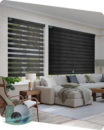 Yoolax Motorized Zebra Blinds with Remote | Room Darkening Smart Blinds for Home & Office thumbnail 1