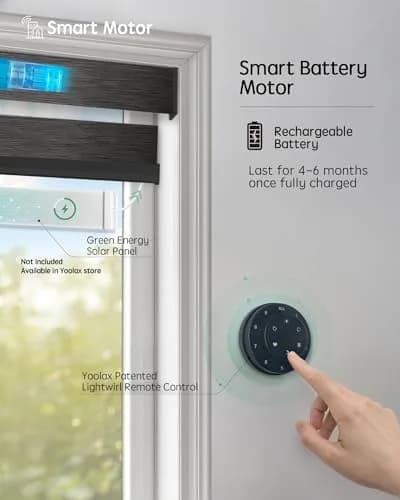Yoolax Motorized Zebra Blinds with Remote | Room Darkening Smart Blinds for Home & Office thumbnail 2