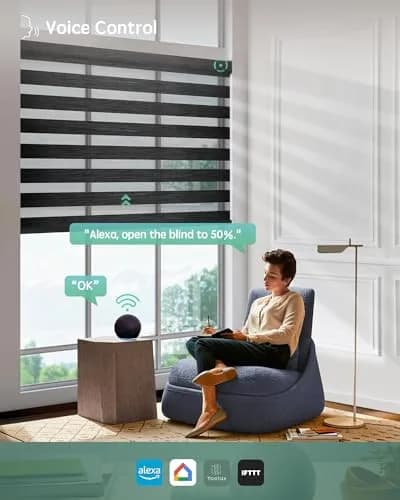 Yoolax Motorized Zebra Blinds with Remote | Room Darkening Smart Blinds for Home & Office thumbnail 3