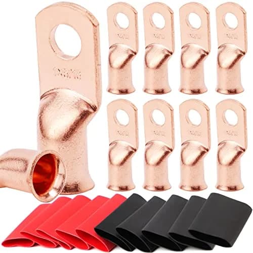 TKDMR 10 PCS 1 AWG - 5/16 Copper Battery Cable Lugs Ring Terminals | Corrosion-Resistant Copper, UL & CSA Certified, Heavy Duty (70-120c) thumbnail 1