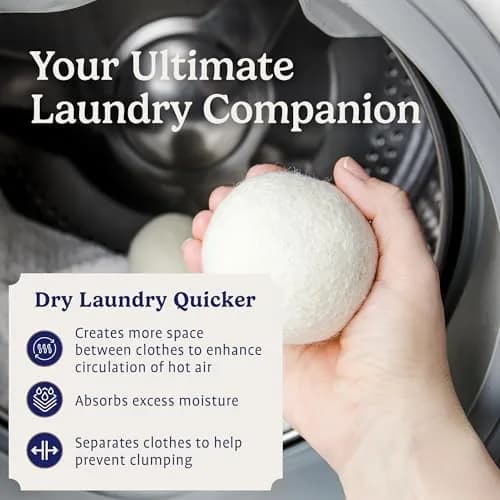 Handy Laundry Wool Dryer Balls 4-Pack, Reusable Natural Fabric Softener | 7.6 cm (3") Diameter thumbnail 4