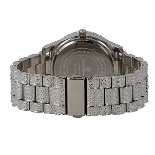 Charles Raymond Watch Flawless Multi Color Big Diamond Ice Rollie - ST10327DxxS (Silver Rainbow) | Hip Hop Style, 28 Crystals, Blood Red Dial thumbnail 5