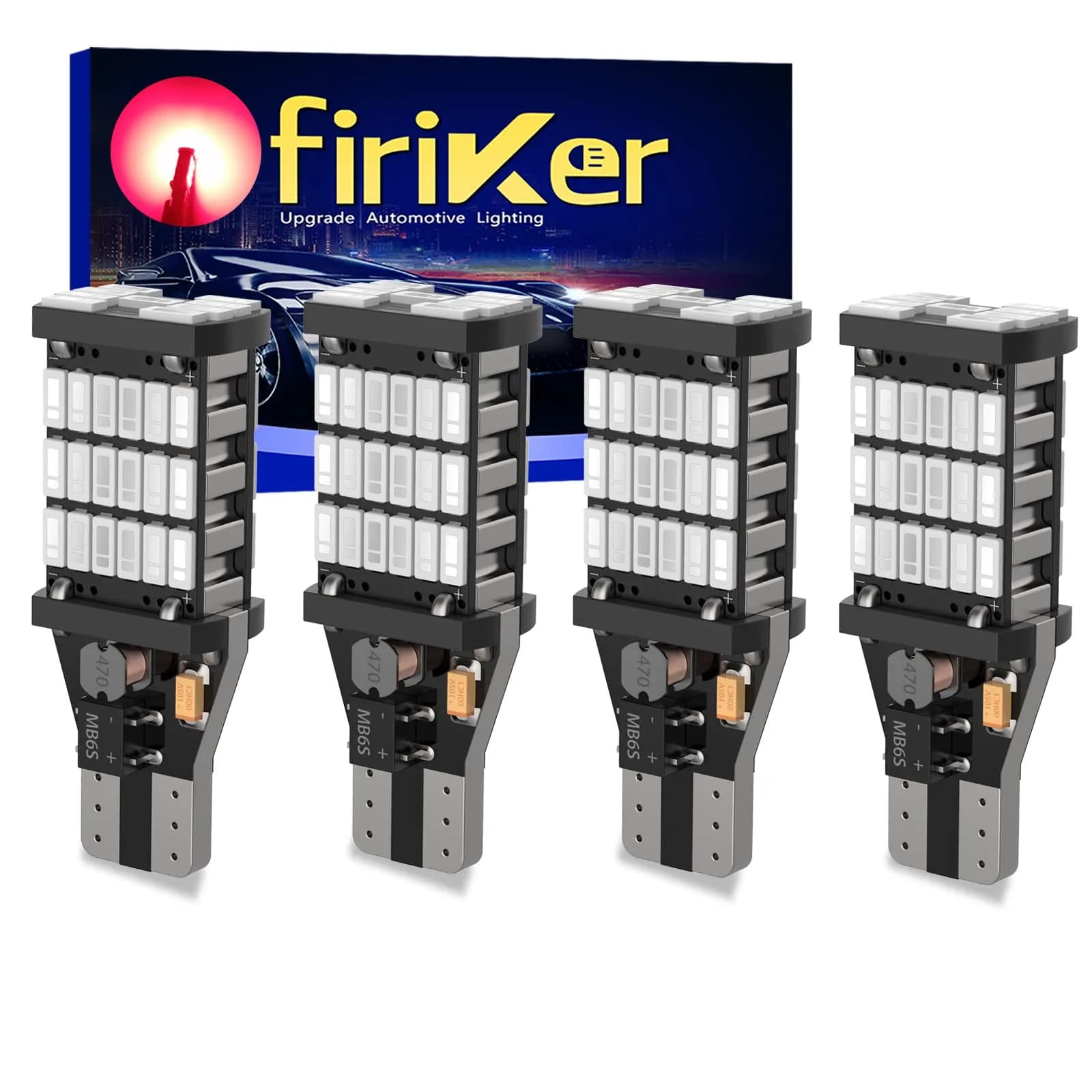 firiKer Vehicle Light Bulb 4PCS Brilliant Red 921 T15 W16W | Error Free Reverse Lights