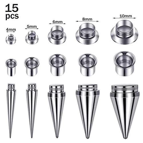 Hicarer Ear Gauge Stretching Kit 6G-00G | 30 Stainless Steel Gauges for Piercing Expansion thumbnail 2