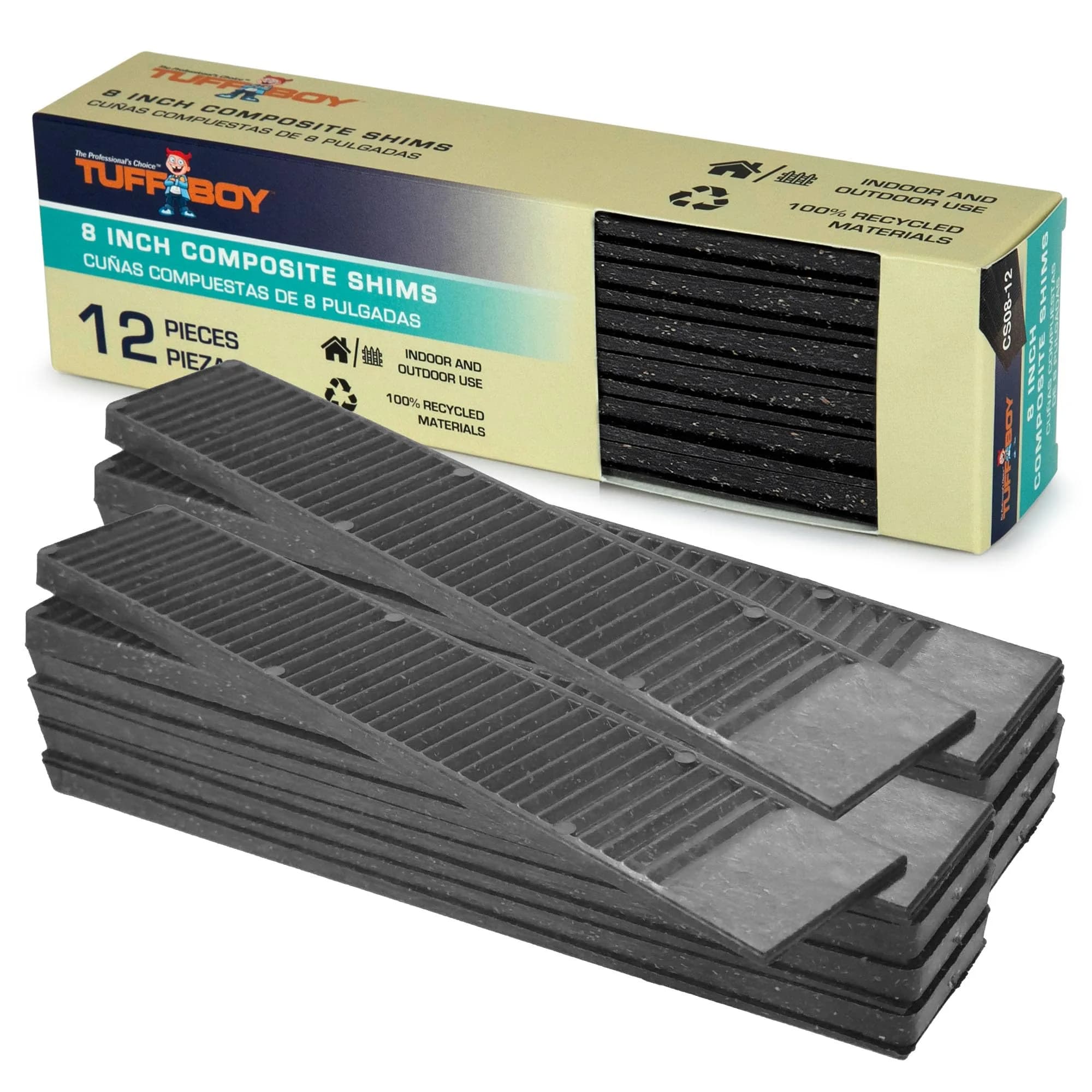TuffBoy Composite Plastic Shims for Leveling 8 in | Durable, Weatherproof, Made in USA - main product image