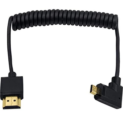 Duttek 4K Micro HDMI to HDMI Coiled Cable 1.2m (4ft) | Left Angled 90 Degree, 18Gbps thumbnail 1