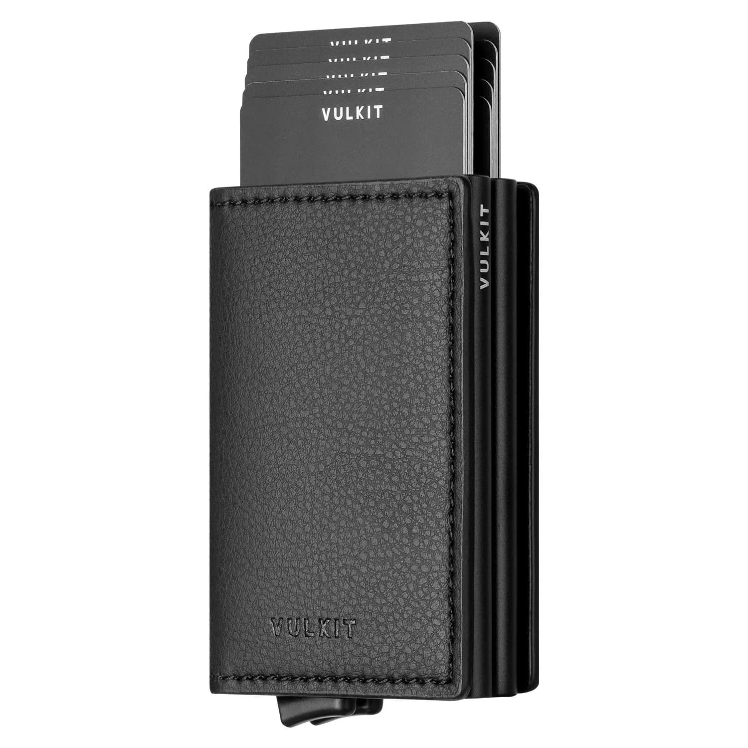 VULKIT Automatic Leather Slim Credit Card Holder with RFID Blocking Metal Double Case 11 cm (4.33 in) | Quick Access Tiered Card Pop-Up - main product image
