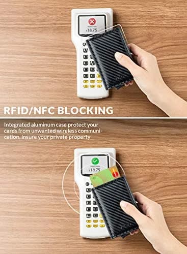 VULKIT Pop Up Double Card Case 11.9cm (4.7in) | RFID Blocking Leather & Carbon Fiber thumbnail 3