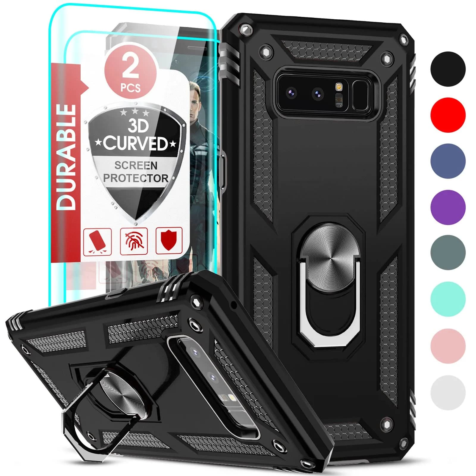 LeYi Galaxy Note 8 Phone Case Heavy Duty Shockproof Stand Black | Military Grade Drop Protection