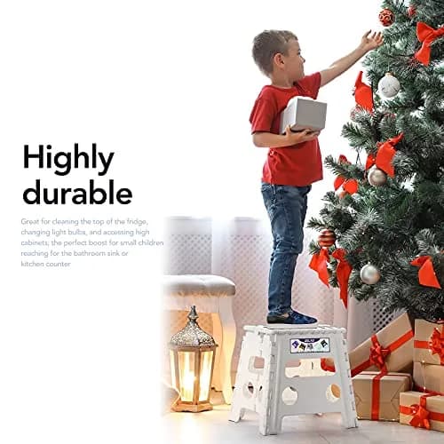 Delxo Folding Step Stool 13 Inch White | CPC Certified, 300 Lbs Capacity, Portable & Foldable thumbnail 6