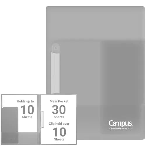 Kokuyo Portfolio Folder with Pockets & Clip, Gray, 31cm (12.2in) | Holds 40+10 Sheets thumbnail 1
