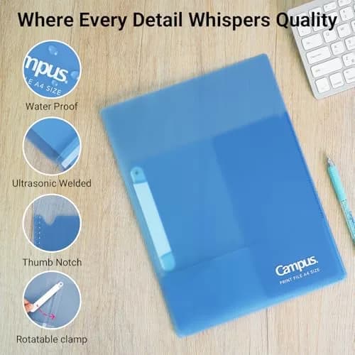 Kokuyo Portfolio Folder with Pockets, Light Blue, A4/Letter Size | Dual-Purpose Clip & Pocket Design thumbnail 8