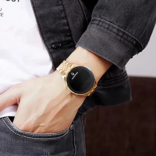PASOY Men's Gold Digital LED Touch Screen Watch 42mm (1.65in) | Modern Style & Everyday Practicality thumbnail 4