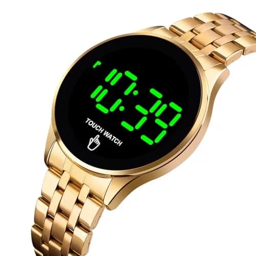 PASOY Men's Gold Digital LED Touch Screen Watch 42mm (1.65in) | Modern Style & Everyday Practicality thumbnail 2
