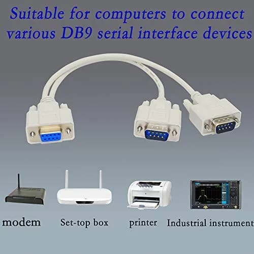 PNGKNYOCN 30cm DB9 Y Splitter Cable DB9 9 Pin 1 Female to 2 Male RS232 Serial Adapter thumbnail 7