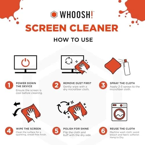 WHOOSH! Screen Shine Duo XL Screen Cleaner Spray & Wipe 130ml (4.4 Fl Oz) | Safe for All Screens & Lenses thumbnail 7