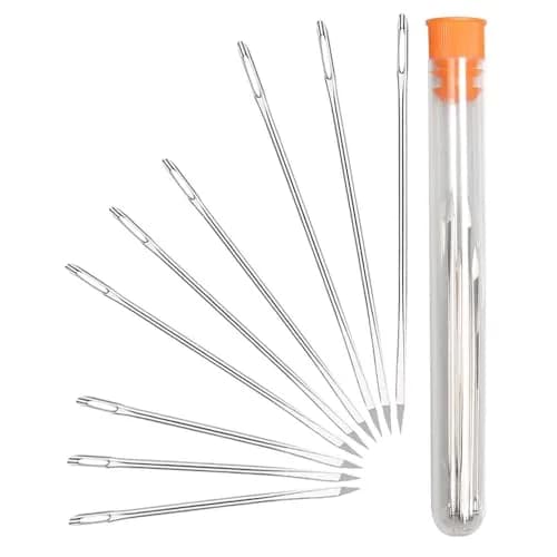 HEKISN Professional Large-Eye Leather Stitching Needles Set (9 Pieces) | Stainless Steel, Triangle Pointed Tip, Corrosion-Free thumbnail 1