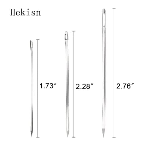 HEKISN Professional Large-Eye Leather Stitching Needles Set (9 Pieces) | Stainless Steel, Triangle Pointed Tip, Corrosion-Free thumbnail 3
