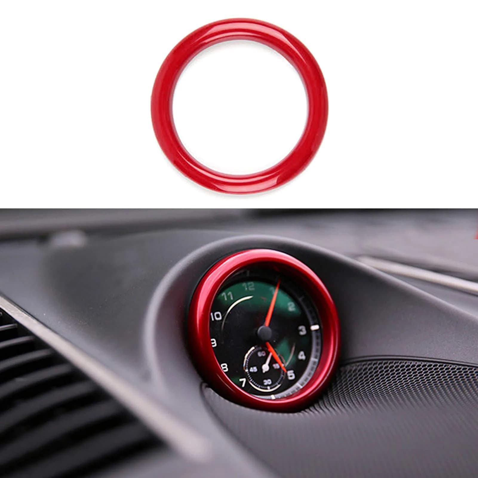 Asrnten Aluminum Ring Emblem Sticker for Porsche 911 718 Cayenne Macan Panamera, Red | Stylish Car Interior Accessory - main product image