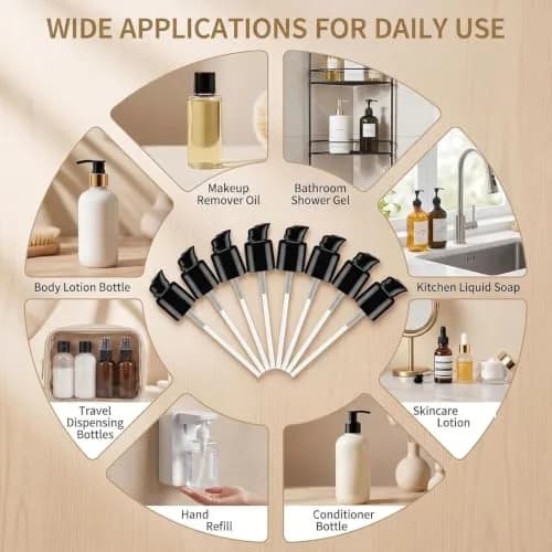 XUMIN Black Plastic Replacement Pump Top Head with Rotate Lock for 20mm PET Bottles (10-Pack) thumbnail 4