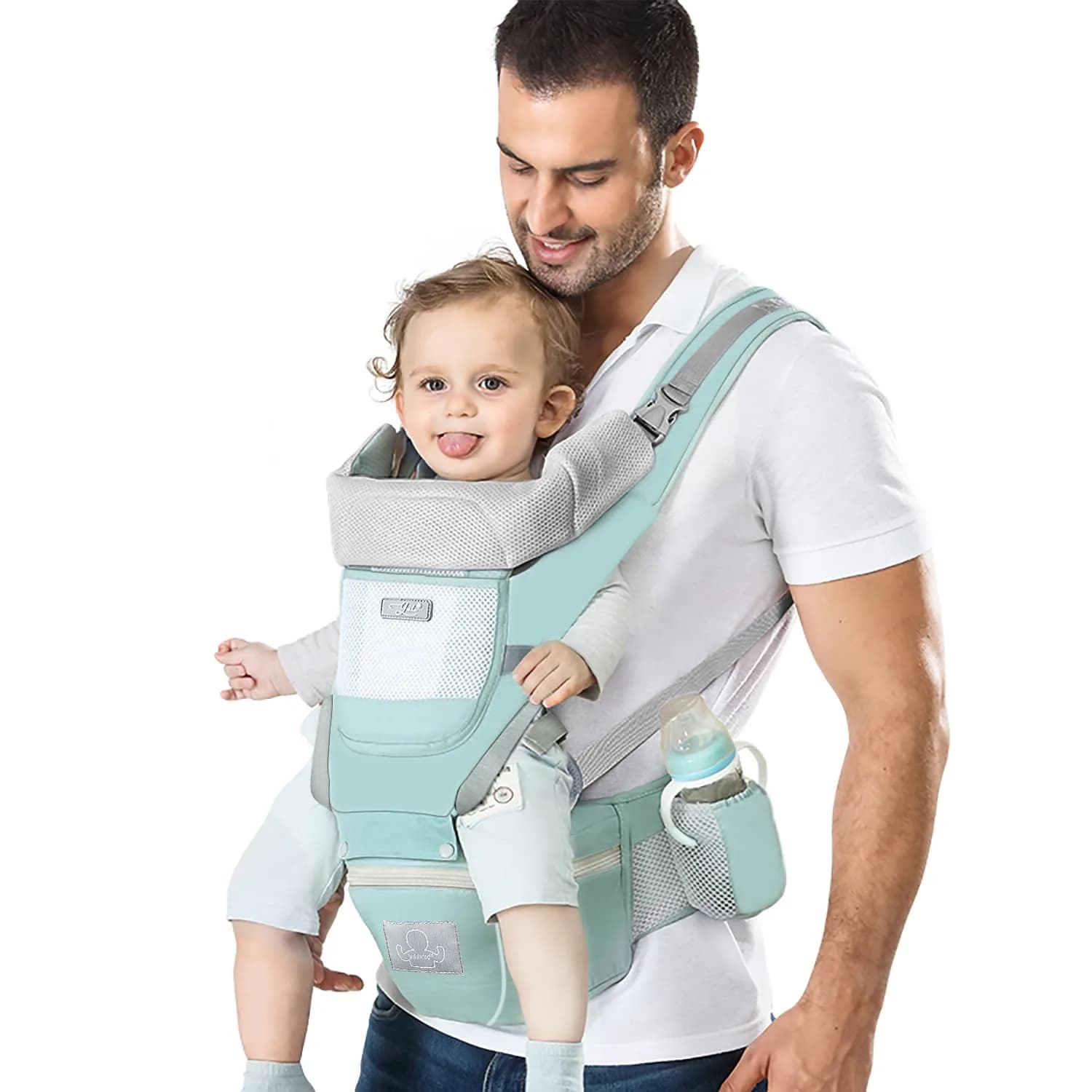 YSSKTC Ergonomic Baby Carrier Hip Seat for Newborns to Toddlers | 2.5-15kg (7-33lbs) Grey — Green