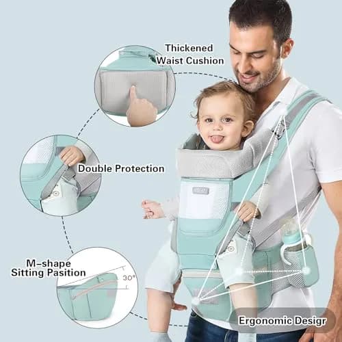 YSSKTC Ergonomic Baby Carrier with Hip Seat & Breathable Mesh | Newborn to Toddler 1-20 kg (2.2-44 lbs) thumbnail 3