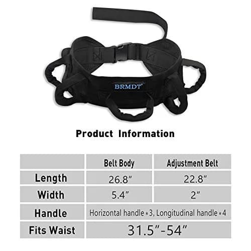 BRMDT Gait Belt with 7 Padded Handles & 5.4" Wide Nylon Webbing, Adjustable 31.5-54in (250lbs Capacity) | Medical Patient Mobility Aid thumbnail 5