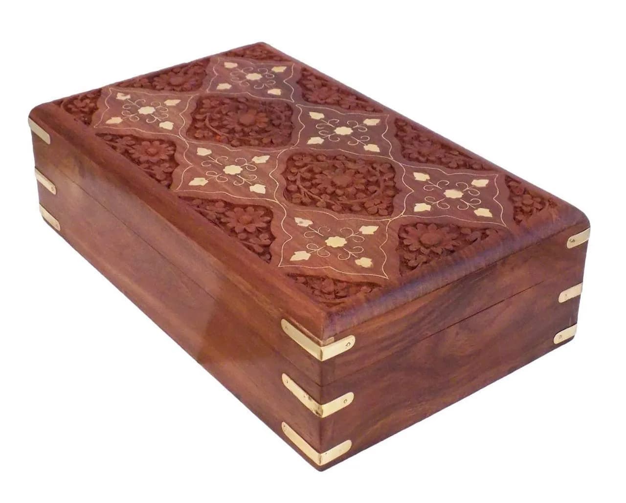 CRAFTCASTLE Handmade Wooden Jewellery Box with Velvet Lining | Elegant Jewel Organizer & Décor Gift 25cm (9.8in) - main product image