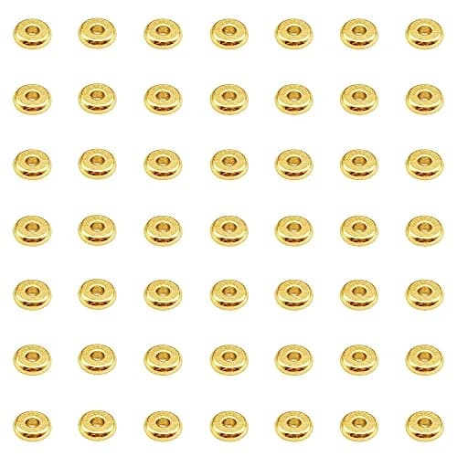 INSPIRELLE 100pcs 6mm Yellow Gold Plated Brass Heishi Beads | Add Sparkle to Designs thumbnail 1
