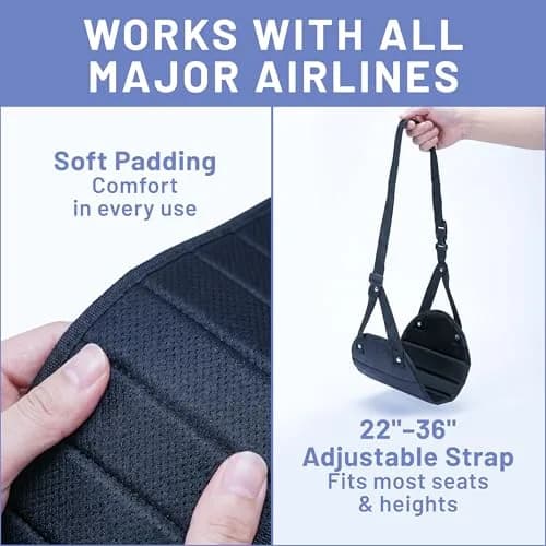 BASIC CONCEPTS Airplane Adjustable Foot Hammock (2 Pack, Black) | Memory Foam Travel Footrest for Office & Flights thumbnail 6