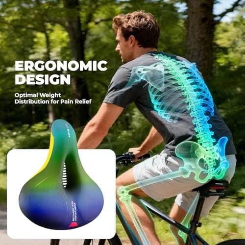 ROCKBROS Bike Seat Cushion Wide Waterproof Soft Foam for Men Women | Dual Shock Absorbing Comfort thumbnail 6