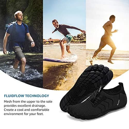Racqua Water Shoes Quick Dry Barefoot Beach Aqua Sport Swim Surf Pool Hiking Diving Walking for Men Women Black 12 W/11 M | Ultra-light, flexible, quick-dry thumbnail 6