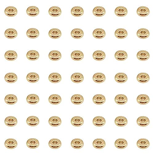 INSPIRELLE Pale Gold Plated Brass Spacer Beads 6mm (100pcs) | Smooth Rondelle Beads for Jewelry Making thumbnail 1