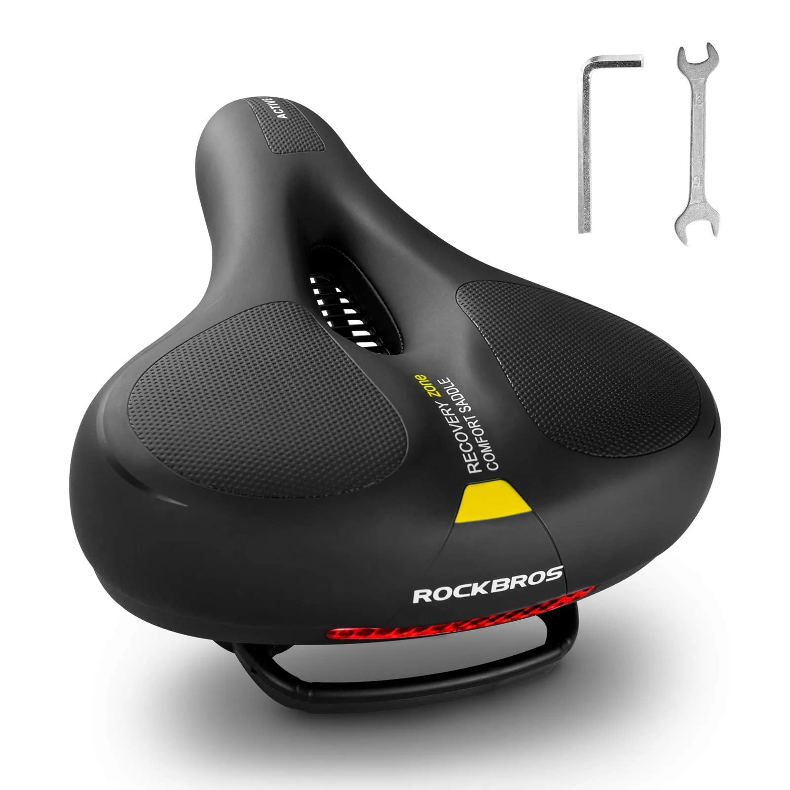 ROCKBROS Bike Seat Cushion Wide Waterproof Soft Foam for Men Women | Dual Shock Absorbing Comfort — Yellow