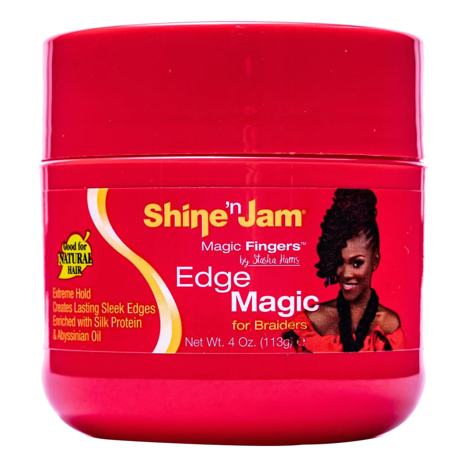 AmPro Shine-n-Jam Magic Fingers Edge Control Gel 118ml (4 oz) | Firm Hold, Non-Greasy Shine, Silk Protein & Abyssinian Oil - main product image