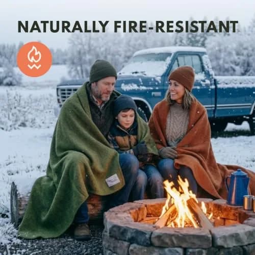 Woolly Mammoth Merino Wool Blanket, Fall Camping Blanket, 66"x90" Mulberry | Warm, Durable & Moisture-Wicking thumbnail 4