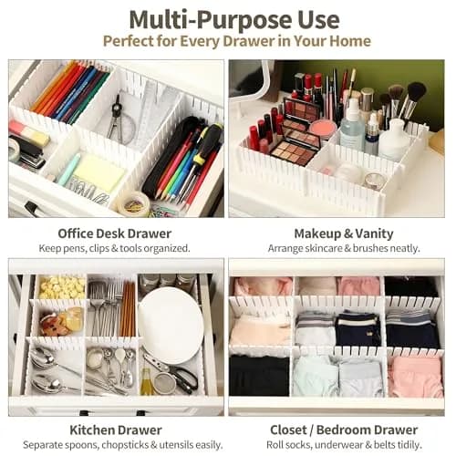 Bofoho Adjustable Drawer Dividers 16 Pack | Cut-to-Fit DIY Organizers in White thumbnail 4