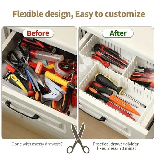 Bofoho Adjustable Drawer Dividers 16 Pack | Cut-to-Fit DIY Organizers in White thumbnail 3