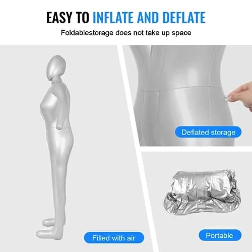 Three T Inflatable Female Full Body Mannequin 165cm (5.4ft) with Arms & Head | Lightweight & Portable Display Form thumbnail 7