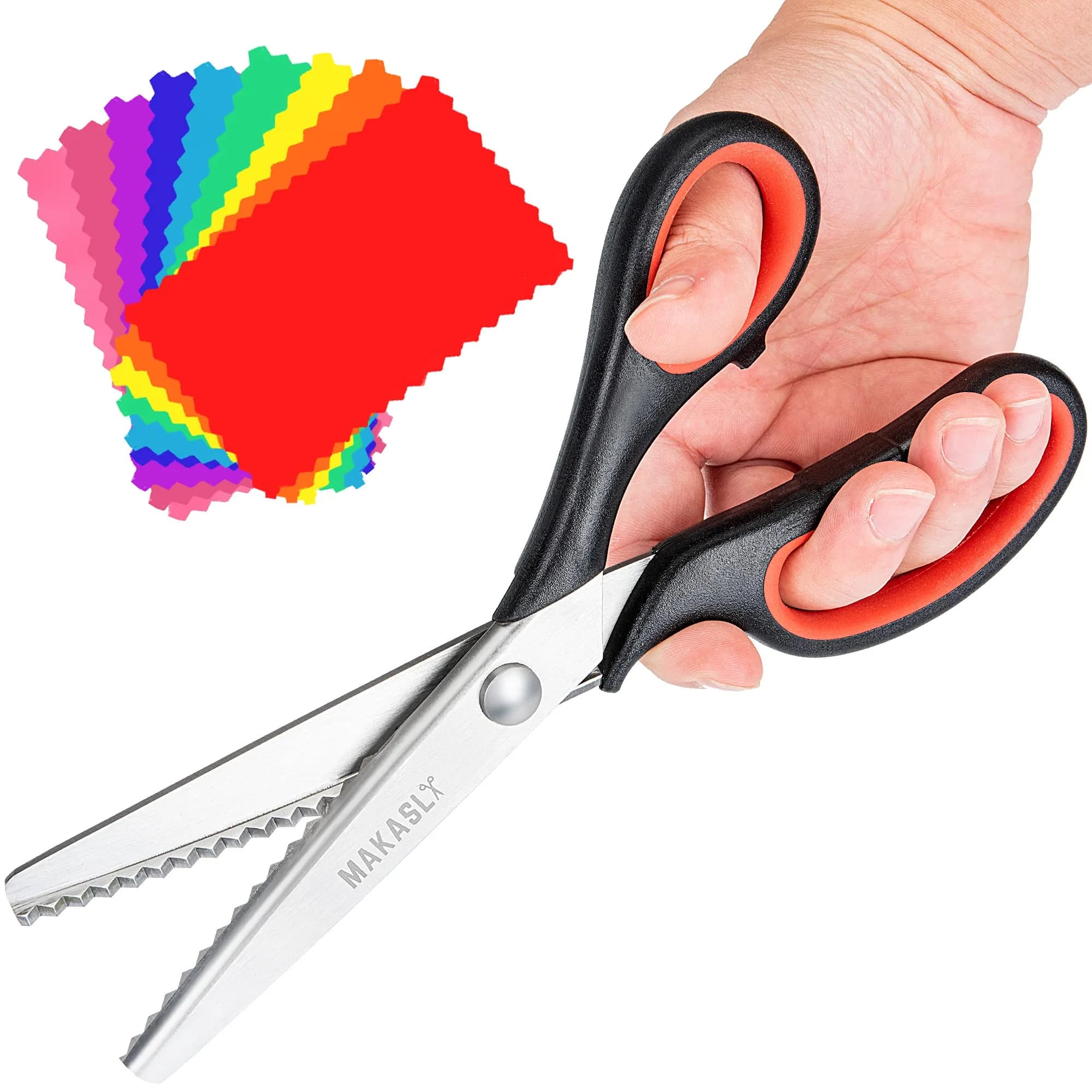 Makasla Pinking Shears - Fabric Craft Scissors with Zigzag Blade, 8.86 in | Precise, ergonomic, professional sewing shear for fabric, leather, paper - main product image