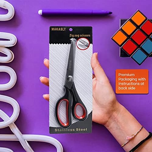 Makasla Pinking Shears - Fabric Craft Scissors with Zigzag Blade, 8.86 in | Precise, ergonomic, professional sewing shear for fabric, leather, paper thumbnail 7