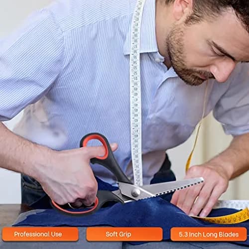 Makasla Pinking Shears - Fabric Craft Scissors with Zigzag Blade, 8.86 in | Precise, ergonomic, professional sewing shear for fabric, leather, paper thumbnail 8
