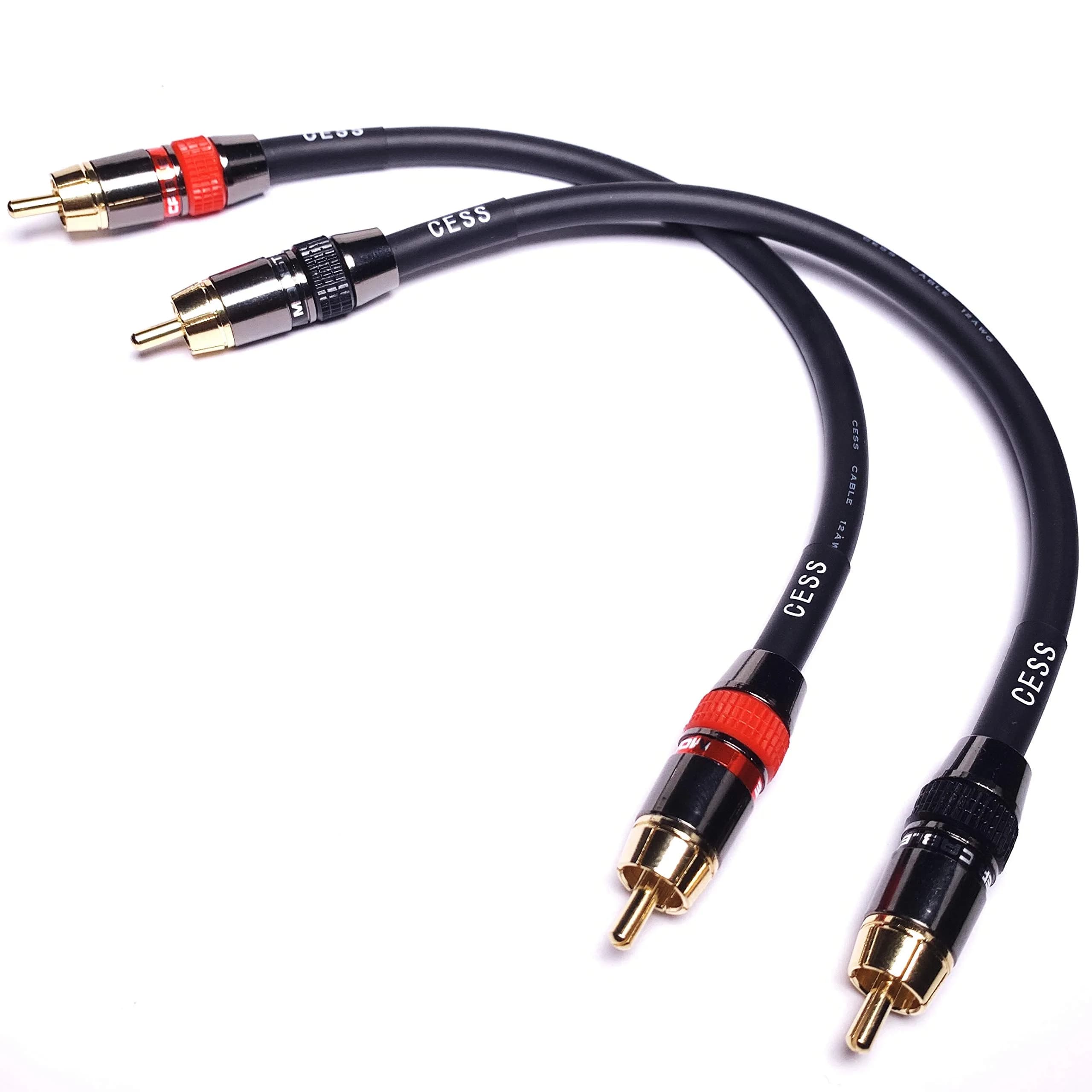 CNCESS Low Noise 12 Gauge Premium RCA Audio Cable 0.3m (1 Foot) | Shielded for EMI/RFI Protection — 24 inches