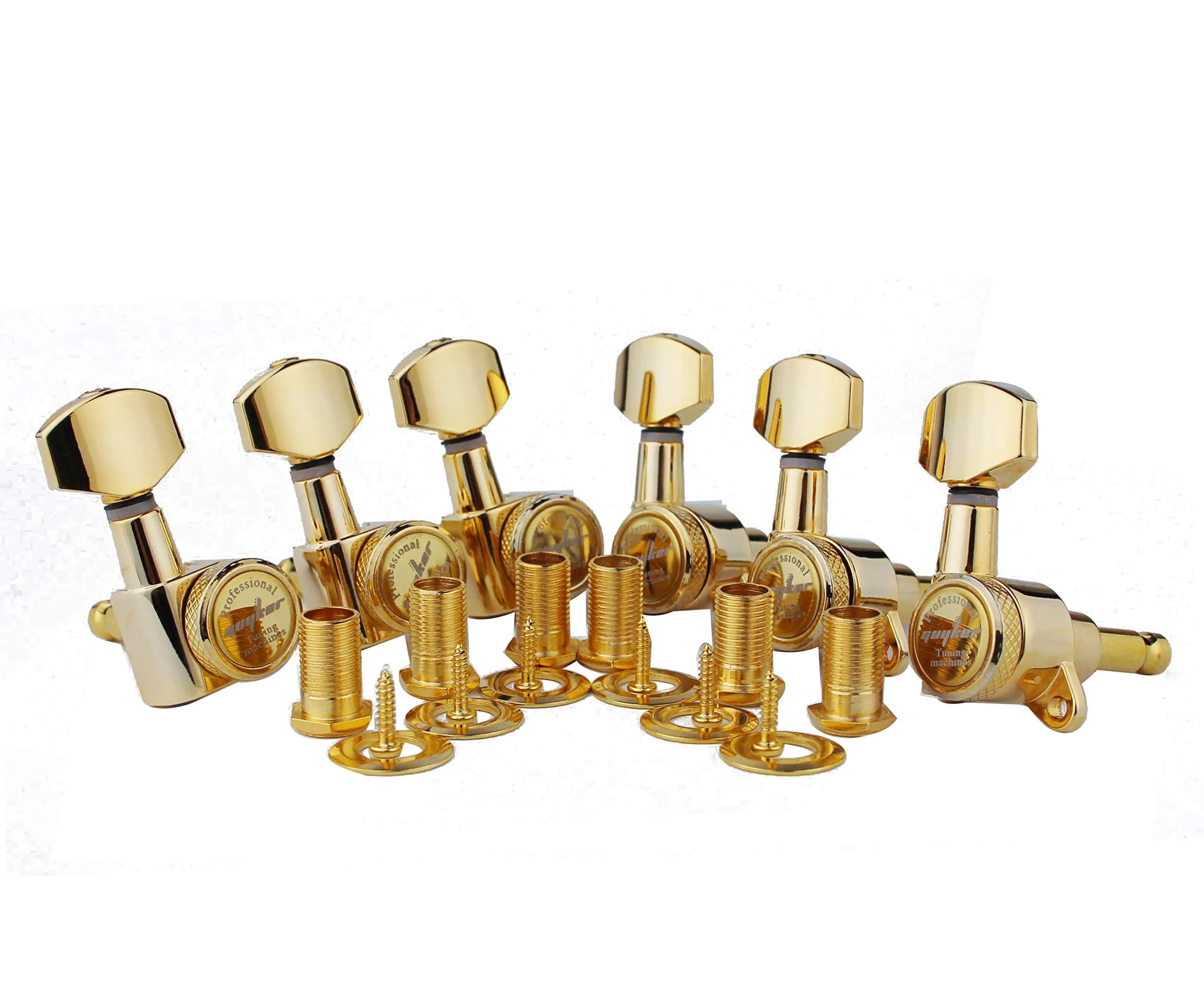 Guyker Gold Guitar Locking Tuners (6-Pack, Right-Handed) | Precision 1:18 Gear Ratio for ST TL SG LP Style Guitars