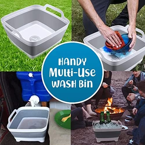 Home Spirit Collapsible Sink – 9L Portable Wash Basin Tub with Handle, Plug & Strainer – For Dishes, Fruits, Veggies, Laundry & Beverages | Multipurpose Kitchen Utility thumbnail 3
