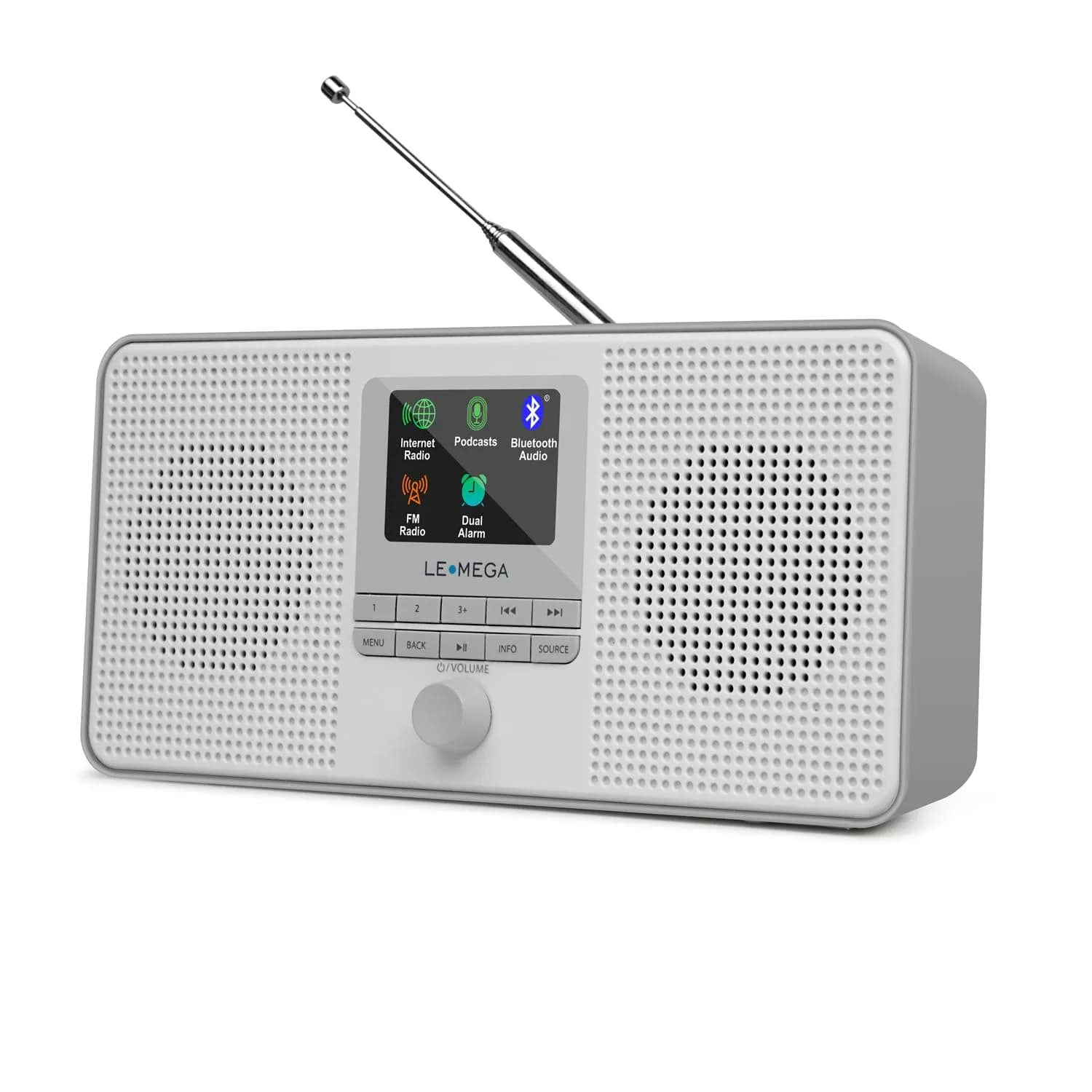 LEMEGA IR4S Internet Radio, Bluetooth, FM, Podcasts, Spotify, Portable Stone Grey | 30,000+ Stations — IR4S Grey