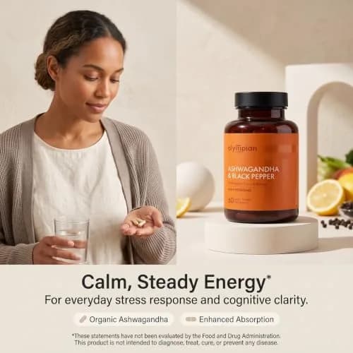 Olympian Labs Organic Ashwagandha with Black Pepper Supports Brain, Muscle & Memory - 60 Vegan Capsules thumbnail 4